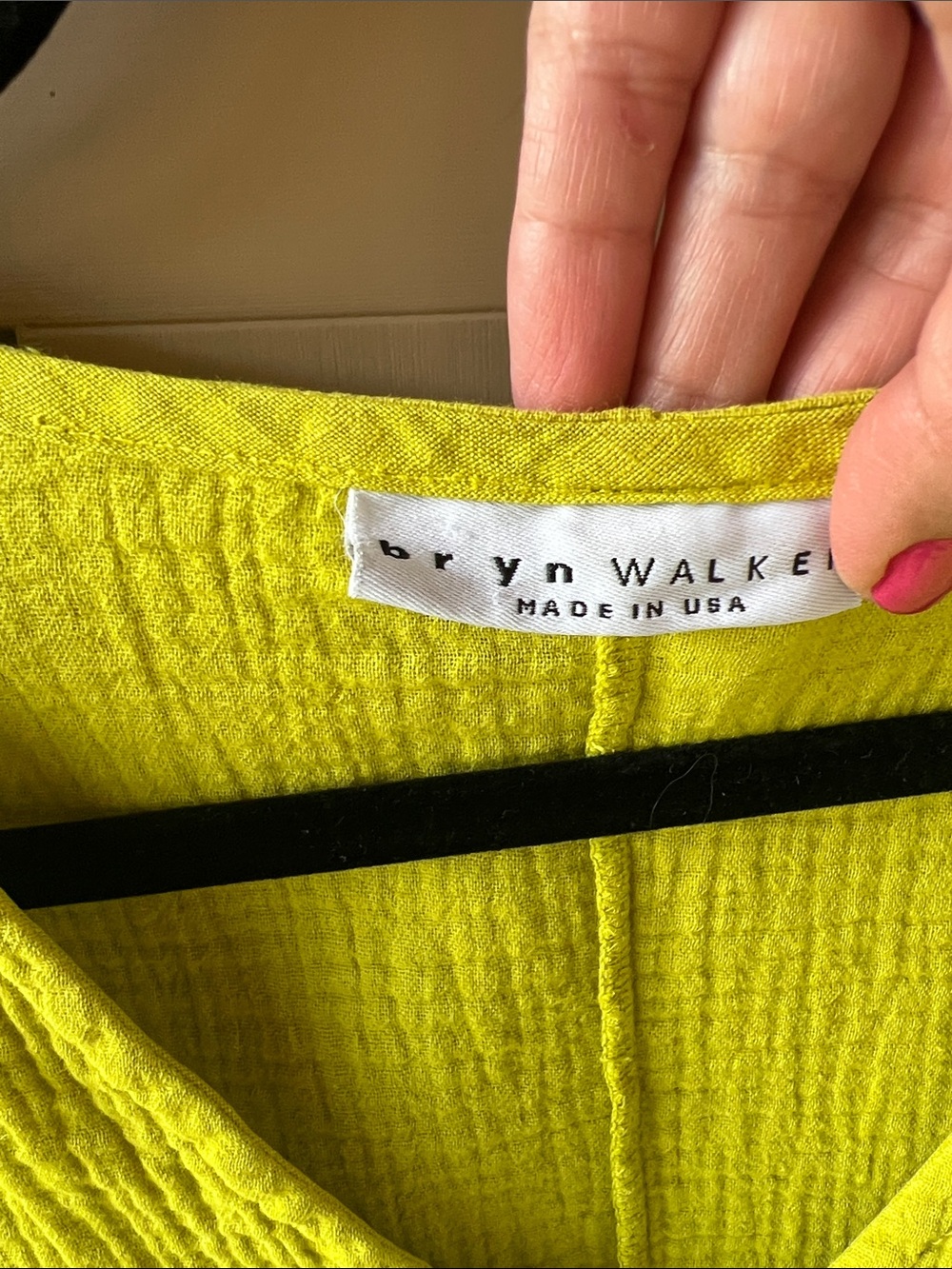 bryn Walker Chartreuse Green Gauze Textured V-Neck Tunic - Picture 3 of 8